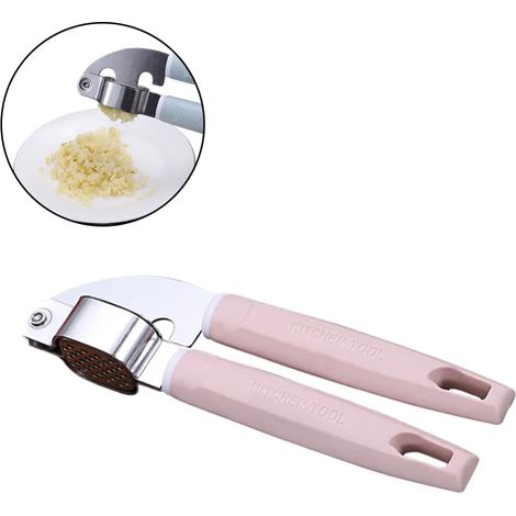 Prensa de ajo, herramienta de trituración y trituración de acero inoxidable para nueces y semillas y prensa de jengibre - fácil de limpiar (rosa) (1/5)