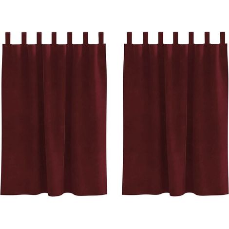 Rideaux occultants, ensemble de 2 pièces, rouge bordeaux, 140 x 140 cm, velours. (1/5)