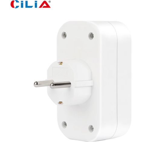 Adaptateur Prise Cilia 1 pièce Schuko Universel Blanc 250V 16A Splitter 2 en 1 Extension Multiprise Compacte Durable (1/5)
