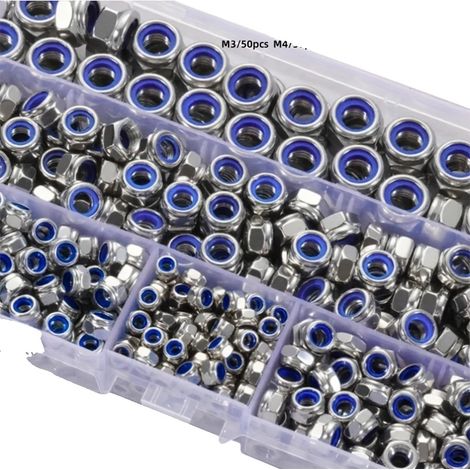 Dadi esagonali in acciaio inox, design antiscivolo, 210 pezzi per confezione (1/2)