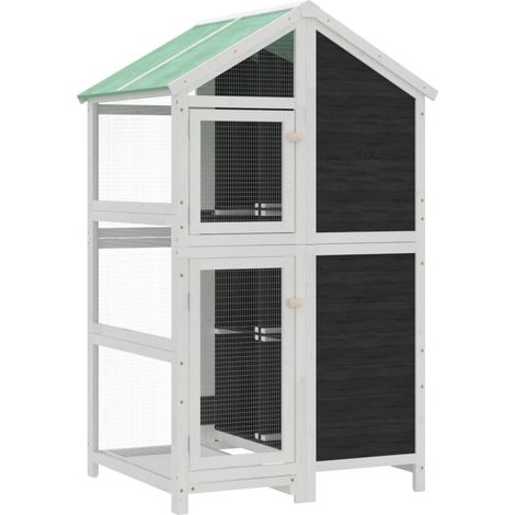 Maison à oiseaux gris 97x81x152 cm bois massif de pin (1/5)