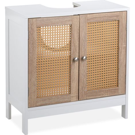 Pratico mobile sottolavabo portaoggetti per bagno 60 x 30 x 60 cm in legno bianco 130011734