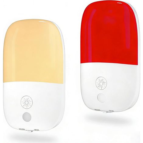 CCYKXAAmber Red Night Light, Red Sleeping Light with Dusk Sensor, Dimmable Plug-in Night Light for Bedroom, Bathroom, 2 Units (1/5)