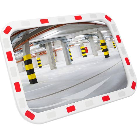 PrimeMatik - Miroir convexe de signalisation de sécurité de forme rectangulaire 60x40 cm avec cadre bicolore (1/5)