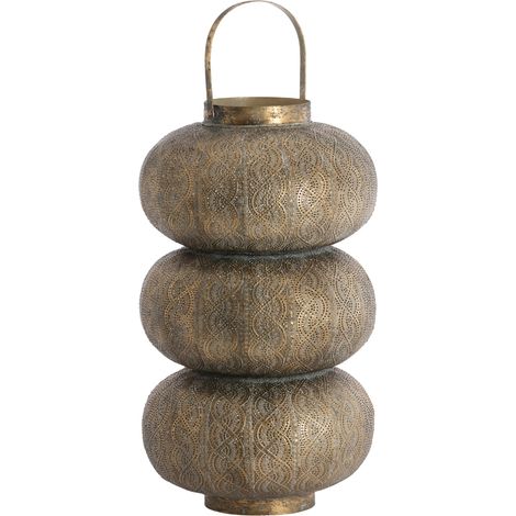 Light & Living Windlicht KAITO Braun mit Goldakzent – Ø32x55,5 cm