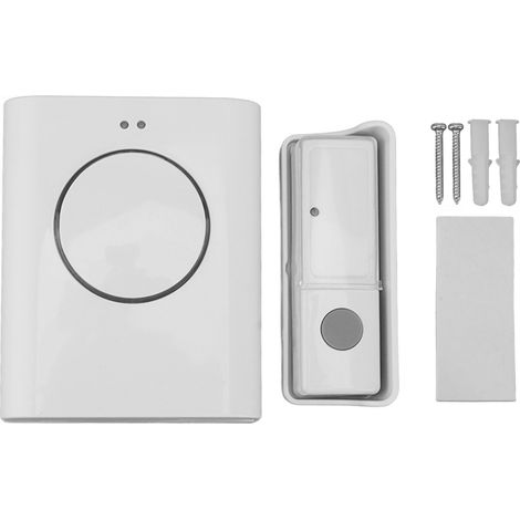 Sonnette sans fil étanche avec 1 émetteur et 1 récepteur, bouton unique imperméable pour téléavertisseur d’aidant et alarme. (1/5)