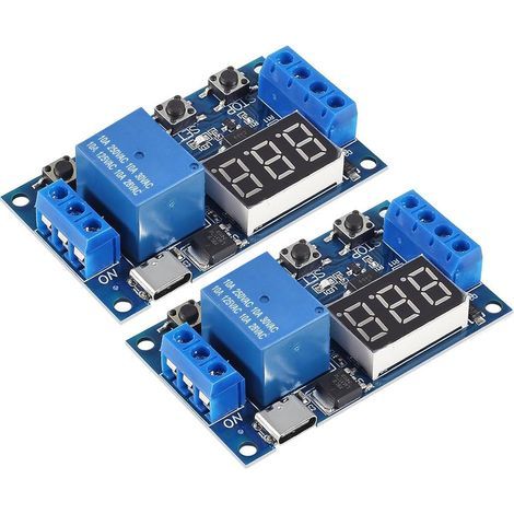 2pièces 5V 12V 24V 36V DC Module De Relais Minuterie,Interrupteur de Minuterie à Retard de Cycle de Déclenchement Module de Relais Marche/Arrêt avec Affichage à LED,C USB 5V (1/5)