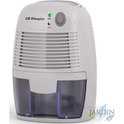 Déshumidificateur d'air électrique Orbegozo 250 ml/jour, 27W. Utilise un module thermo-électrique. Capacité du réservoir: 500 ml