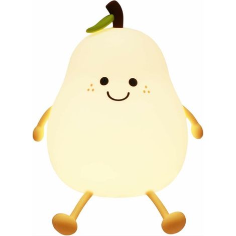 Veilleuse en forme de poire, lumière créative colorée, veilleuse LED en silicone, lampe de chevet avec capteur tactile sunflower (1/2)