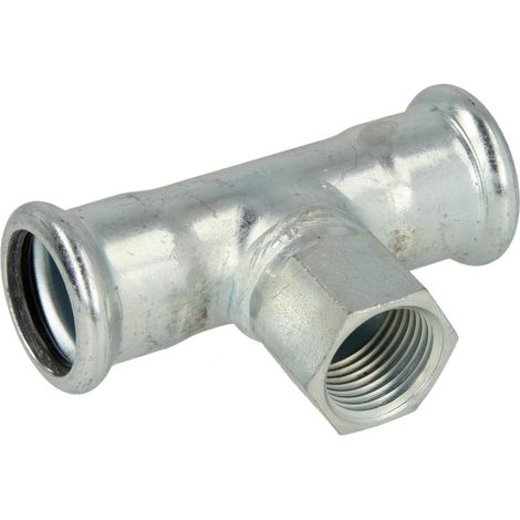 Raccord à sertir en acier C té 22 x 1/2'' x 22 mm F/FF/F contour M