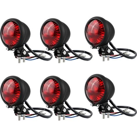 Feu arrière LED 6X pour moto, feu stop, style Bobber, Chopper, Cafe, noir (1/5)