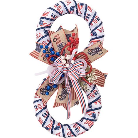Guirlande De Fleurs Artificielles - Décoration Porte En Bois Et PVC - Pour Fête Nationale Et Extérieur - 30 x 30 x 10 cm - 1 Pièce (1/4)