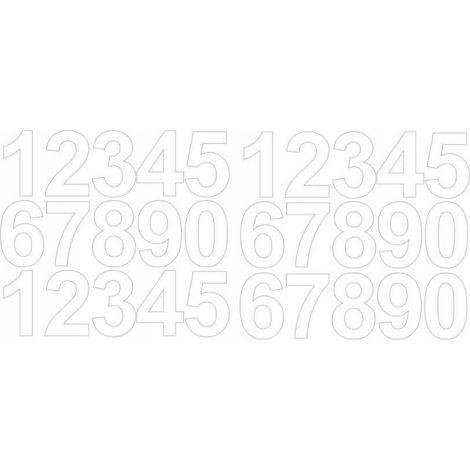 Adesivi numerici autoadesivi da 6 cm, bianchi lucidi (1/2)