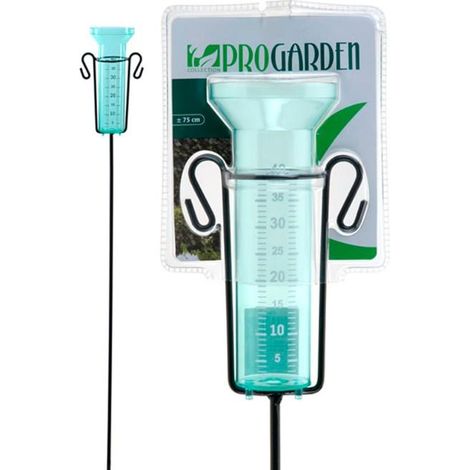 PROGARDEN pluviometro con soporte 75 cm blister , Pluviómetro con soporteSoporte metálico y pluviómetro de plásticoAdaptado para exteriorPara clavar en tierraCapaci (1/4)