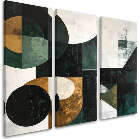 Tableaux sur toile lot  Abstraction vert doré 3 x 20x40