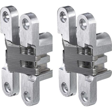 Juego de 2 bisagras de acero inoxidable, perforadas, aptas para puertas de muebles, armarios y otras aplicaciones (19x94 mm). (1/4)