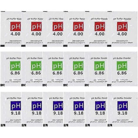 Solution tampon de poudre d'étalonnage pH, 18 sachets, valeurs 6,86/4,00/9,18, compatible avec les testeurs numériques.-AquaForge (1/5)
