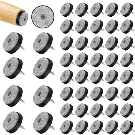 50 patins en feutre avec vis - Protection de sol 20 mm - Protection de meubles avec vis - Patins anti-rayures pour meubles - Feutre protecteur - Rond (1/5)