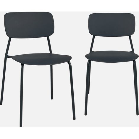 Silla de jardín apilable de acero y plástico, set de 2