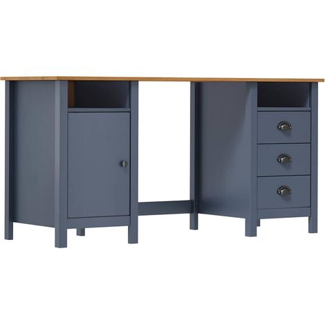 vidaXL Bureau Hill Gris 150x50x74 cm Bois de pin solide (1/4)
