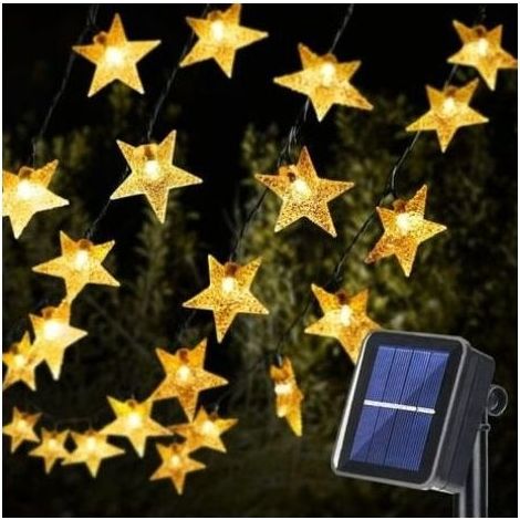 Guirlande lumineuse solaire d'extérieur en forme d'étoile, 12 m, 100 lumières, 8 modes, étanche, adaptée au jardin, à la terrasse, à Noël, à la fête (1/5)
