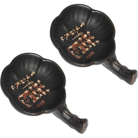 Plaque à Eau de Fleur en Céramique Noire Lot de 2 (1/5)