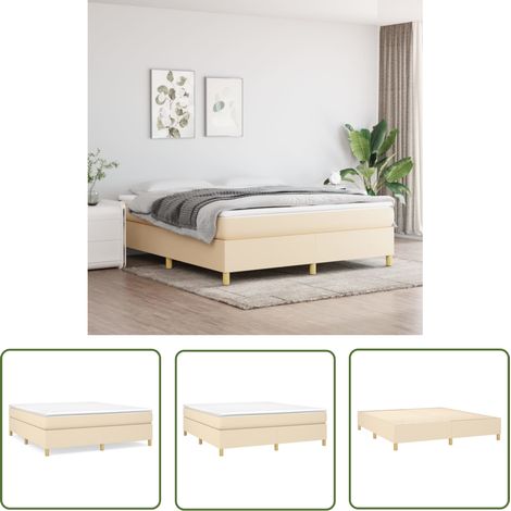 The Living Store Boxspringbett mit Matratze Creme 180x200 cm Stoff - Boxspringbett - Doppelbett - Cremefarbenes Bett - Bettsystem - Matratze (1/5)