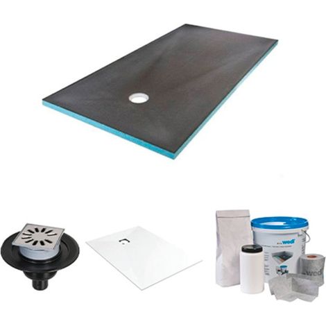 Receveur de douche à carreler - Wedi - 180 x 90 - kit complet à carreler avec bonde verticale + kit d'étanchéité + revêtement Fundo Top Blanc (1/4)