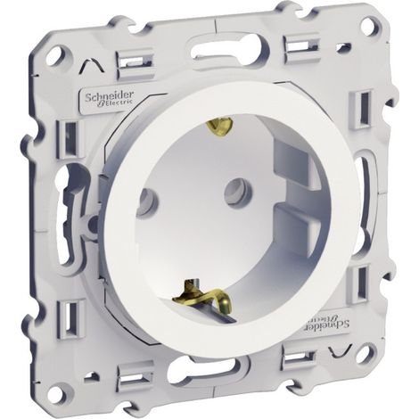 Schneider Electric – Prise de courant 2P+T standard allemand à vis – Connexion rapide – Enjoliveur blanc – Pour installation électrique (1/5)