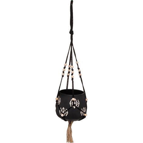 Macetero de cerámica Tropic Lámpara de techoD14 x H55 Negro