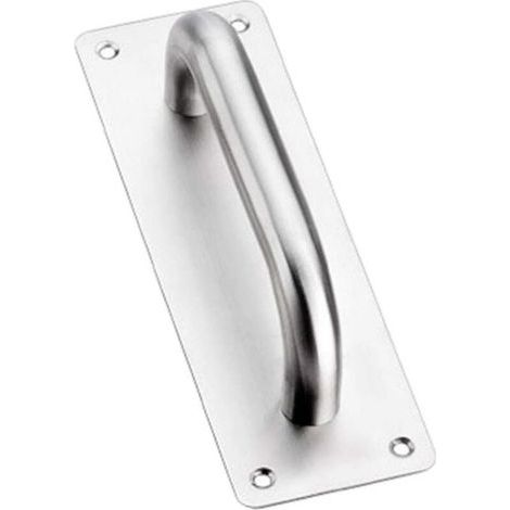 Robuster Schiebetürgriff aus Edelstahl mit Rückwand, geeignet für Haus-, Badezimmer- und Holztüren. (1/5)