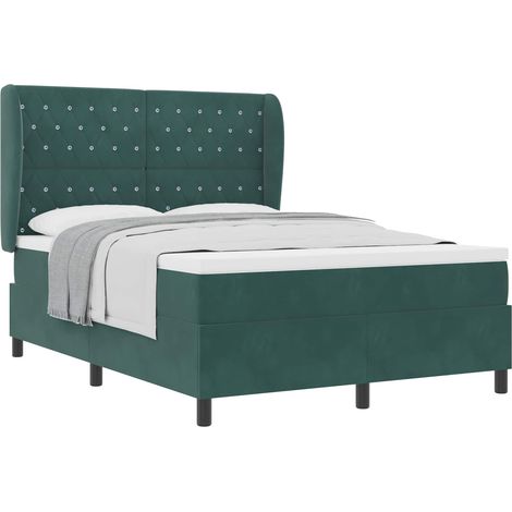 Maison Exclusive - Letto a molle con materasso Verde Scuro 200 x 160 cm Velluto (1/5)