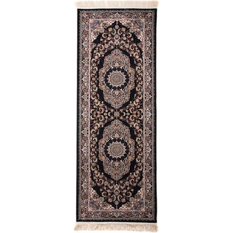 Tapis persan Anil - 200x100cm, Rectangular - 100% Acrylique - Tissé - Noir (1/5)