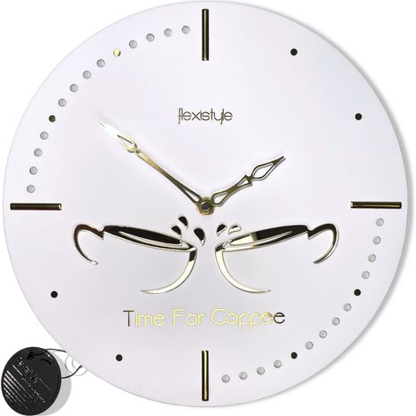 Reloj de cocina redondo blanco 3D Golden Cups (1/5)
