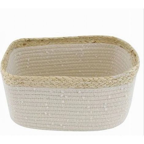 Cleafe - Cestino Porta Biancheria Oggetti In Vimini Intrecciato Bicolore 30x22x14cm 10676 - (1/2)