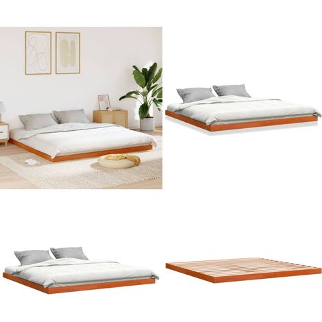 Giroletto Marrone Cera 200x200 cm in Legno Massello di Pino - Letto in legno - Materasso per letto