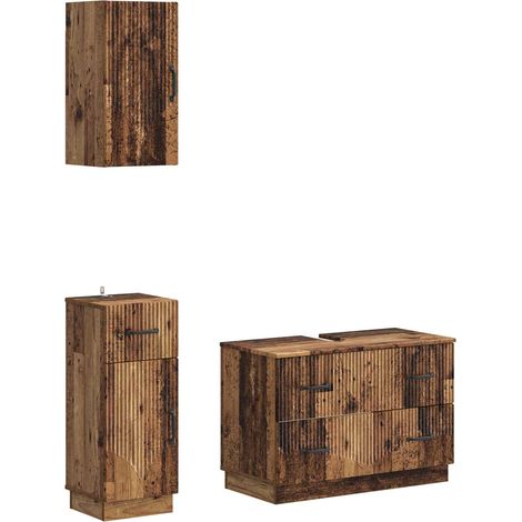 Maison Exclusive - Set di armadietti da bagno in 3 pezzi HOORN Legno antico (1/5)