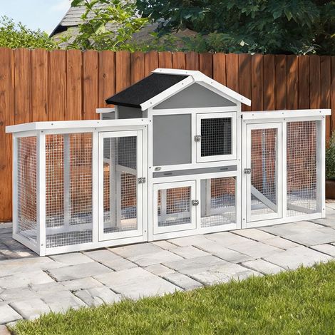 SunJet Poulailler, abri pour poules, en bois massif de sapin 204x85x93 - Réf. C8R30Z6MWKKS (1/5)