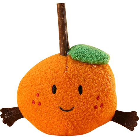 Orangefarbenes, kaubares Plüschtier für Haustiere, Anti-Stress-Spielzeug für Hunde und Katzen, mit Katzenminze. (1/4)