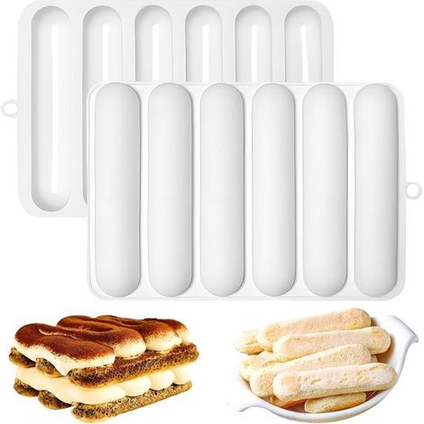 Silikon Backform 2 teilig Riegelform 6 Tassen Antihaft Backform Backformen Wiederverwendbar, BPA frei Backform für Hot Dog Brötchen Silikon Eclai (1/5)