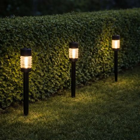 Lot de 3 lampes solaires LED blanc chaud - Noir (1/5)