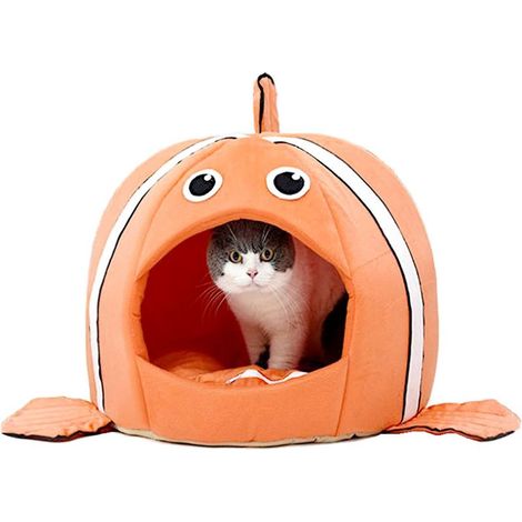 Lit pour animaux de compagnie orange avec un coussin et un lit pour chien chaud, lit pour chat petit lit confortable pour chat et chien, lit pour animaux de compagnie amovible 12,6 pouces (1/5)