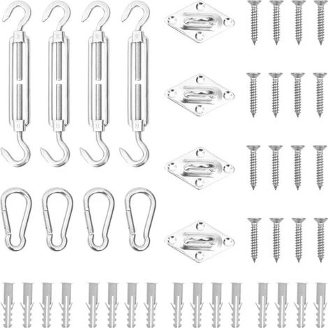 Ensemble de 12 accessoires pour voile d'ombrage, en acier inoxydable (1/5)