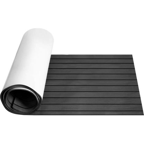 Lospitch Tapis de pont EVA Tapis de bateau en mousse Feuille de pont en teck Faux bateau 1X Stripes 2400x900x5mm Gris foncé