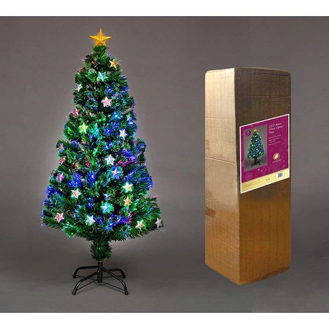 6ft 180cm Fibre Optic Christmas Tree With LED Stars Xmas Home Decor Decorations (1/5)