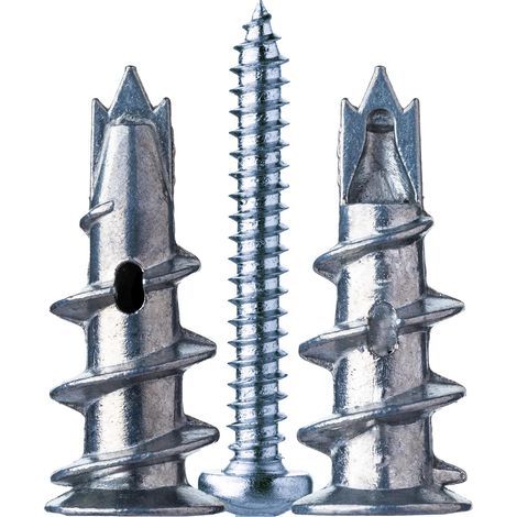 Chevilles métalliques autoperceuses avec vis - 20 pièces pour fixation béton, briques et plaques de plâtre (1/5)