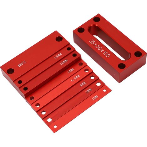 Lot de 9 blocs de réglage de hauteur en alliage d'aluminium pour fraiseuse et scie circulaire, destinés au travail du bois. (1/5)