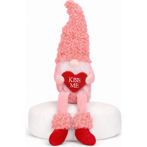 Nano di San Valentino, statuetta seduta, soffice, rosa con cuore KISS ME KSN63