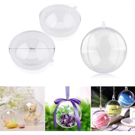 Boules de Noël transparentes à remplir, 6 cm, en plastique transparent, à suspendre soi-même, décoration festive pour événements. (1/5)