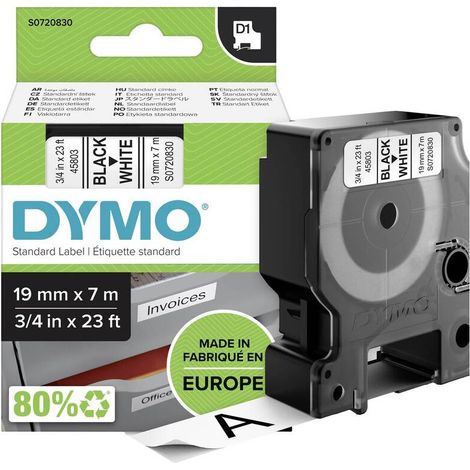 [NEUWERTIG] B-Ware DYMO Band Schriftband Polyester Etikettenband D1 Standard Weiß Schwarz 19 mm 7 m (1/2)